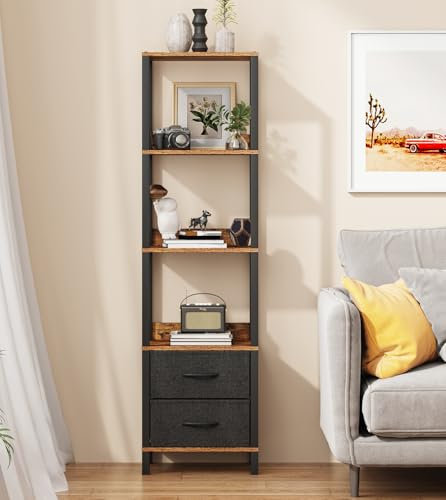 Bücherregal mit 6 Etagen und Fallschutz, hohes Bücherregal für Bücher, Garagenausrüstung, CDs, Filme, Industrielle Stehende Bücherregale Aufbewahrungsorganisation für Schlafzimmer Büro Wohnzimmer