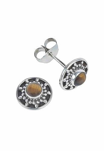 mantraroma Ohrstecker Tigerauge Silber 925 Damen boho