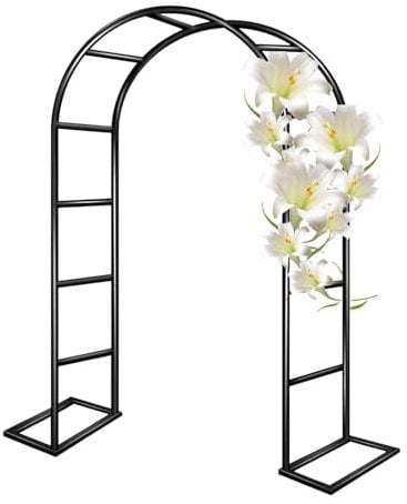 Treillis d'arche de jardin en acier noir résistant aux intempéries et à la rouille pour plantes grimpantes - Cadre en métal - Pergola pour décoration de mariage - 1,8 x 2,20 m - Tonnelle de roses