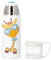 Bouteille thermo en Inox avec Tasse Intégrée - Girafe Hippie Mignon Dessin Illustration Originale - 350ml - Bouteille Isotherme
