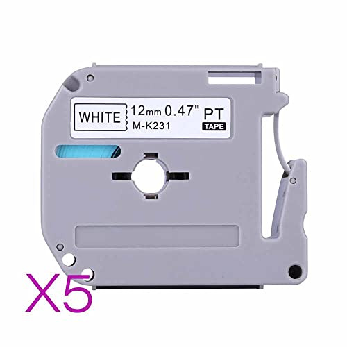 5X TapeTek Replacement for Brother Bänder Ersatz für Brother M K231 MK-231 M-K231 MK231 MK 231 Schriftband für Brother PT-65 PT-60 PT-90 PT-80 PT-M95 PT-55 PT-70BM PT-75 PT-85,Schwarz auf weiß