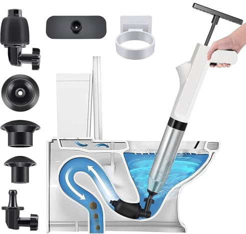 NiC IS COCNG Stura wc,Pompa stura scarichi a pressione, stura lavandini a pressione, stantuffo per WC, stura lavandini e scarichi a pressione,sblocco lavandino da cucina e bagni/bidet (Bianco)