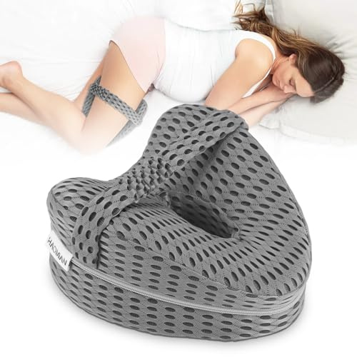 Oreiller de Jambe, Coussin Orthopédique, Coussin Genoux Nuit pour Dormir Latéraux, Mousse à Mémoire de Forme, Soulagement de la Sciatique, Coussin Entre Jambes pour Genoux et Chevilles (Gris)