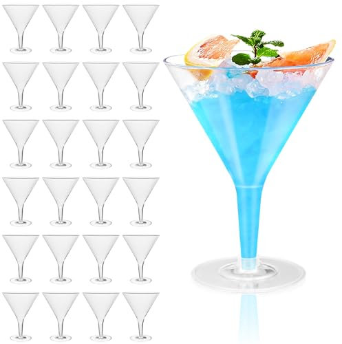 Asfrode 25 Stück Sektgläser Plastik, 6oz Plastik Cocktailgläser Mehrweg Plastikbecher Cocktailbecher Sektgläser Margarita Gläser für Whisky Champagner Bier Dessert Pudding Mousse Party