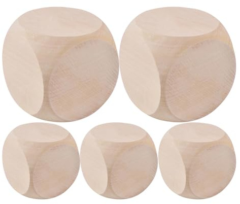 Flkiglm 5 Stück Holzwürfel Blanko Würfel Spielwürfel Blankowürfel, Blanko Würfel Für Malen, Leere Würfel, Blanko Würfel Aus 6-seitige, Unbemalte Würfel Blanko Holzwürfel Für Brettspiele