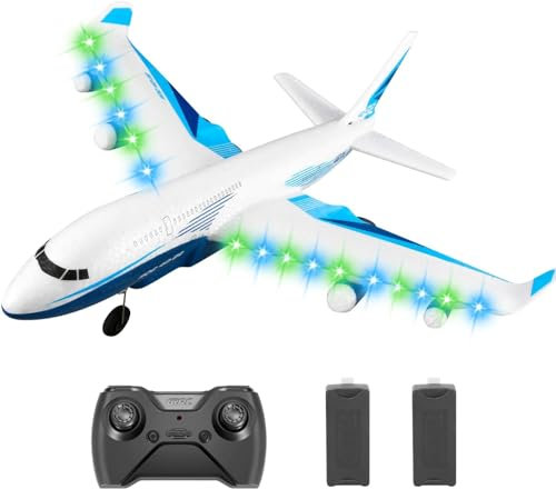 4DRC G2 RC Plane with 2 Take-off Mode,LED Lights and 2 Batteries, 3D Flip, Gyro Stabilisation System, 2.4GHz Dual Channel Foam Remote Control Aircraft Airplanes Glider Toy Gift for Kids Beginners