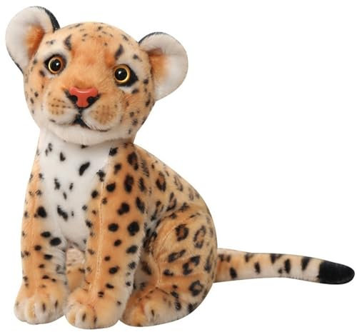 KUKUShining Schneeleoparden Plüschtier, Weiches Kuscheliges Stofftier Dschungel Leoparden Kissen Realistisches Plüsch Spielzeug Geschenke Für Kinder(Brown,28cm/11in)