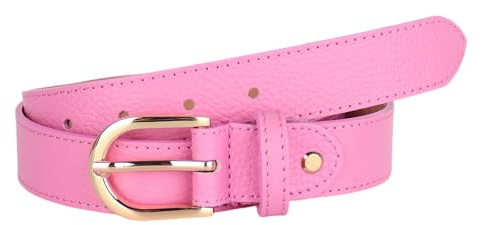 MIRROSI Ledergürtel Damen Herren Gürtel, Made in Italy, 3cm breit (Babyrosa (Goldene Schnalle), 100cm)