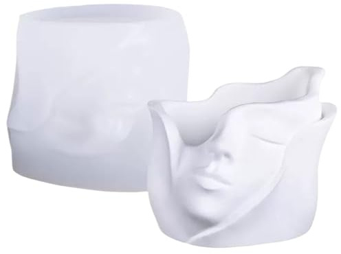 Ungtyb Moule en silicone pour vase 3D, motif visage humain, design facile à démouler, outil de bricolage, aide à l'organisation, aide à la fabrication de béton, plâtre, cire, savon, bougies, pour