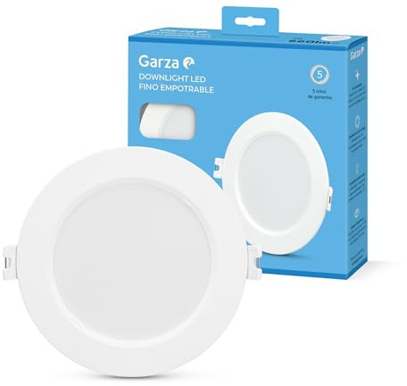Garza - Downlight LED Empotrable Circular Extraplano Ojo de Buey, 12cm, 6W, 6500K Luz Fría, 660lm, 30.000h, IP20, Blanco o Níquel, Ahorro Energético 80%