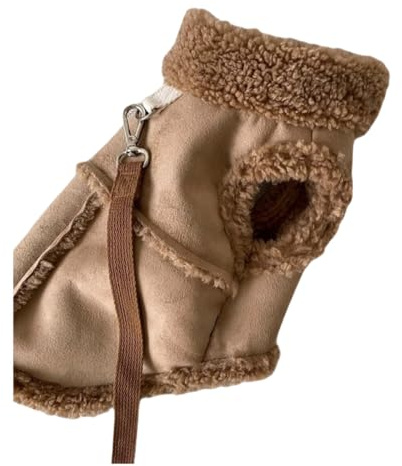 Winter Fleece Warm Warm Teddy Bichon Pomeraner Shiba Inu Inu Feste Farbe Baumwolljacke Außenwinddichte Weicher Haustiermantel,Braun,M
