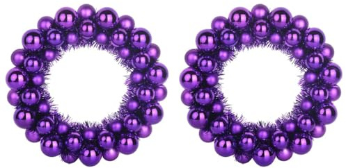 vidaXL Christmas Ball Wreathes 2 pcs Lilac 33 x 33 x 7 cm Polystyrene, Living Room Wreath, Circular, Modern Design, Durable, Lightweight, Holiday Ornaments, Indoor, Outdoor Home Decoration