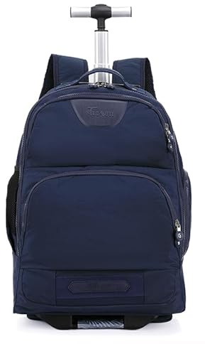 House Of Leather Convertible Rolling Laptop Backpack, Wheeled Travel Rucksack, Multiple Colour Options, Large Capacity School Business Trolley Bag Jetmax (Blue)