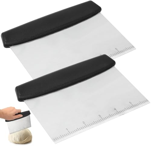 McBlast 2 Pc Stainless Steel Dough Scraper with Scale 16x12.2 cm | Professional Bench Scraper, Dough Cutter, Ergonomic Handle, Ideal for Baking, Boulangerie & Kitchen