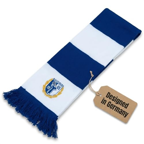 Generisch Magdeburg Schal (Strickschal) – Fanartikel für Fußball-Fans – 145 x 18 cm in Blau-Weiß