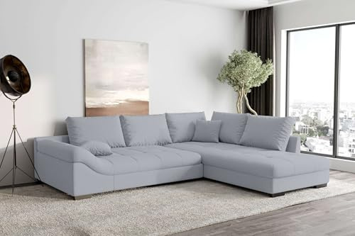 99rooms Terra Ecksofa Strukturstoff Asche Ottomane Rechts
