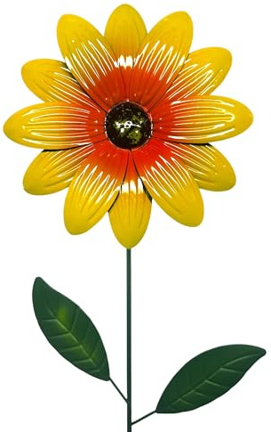naninoa Gartenstecker Blume 90cm | Gartendekoration Blumenstecker Sonnenblume Gelb