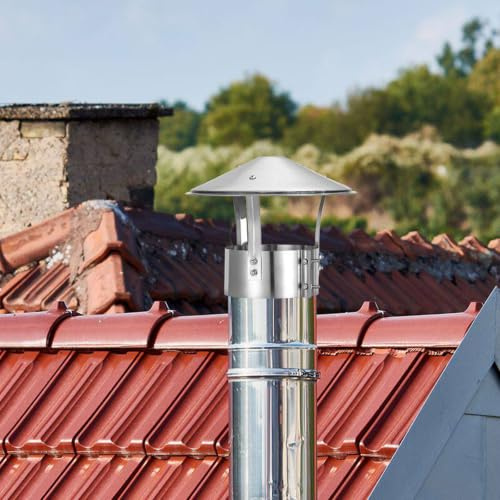 250.0mm Schornsteinabdeckung Edelstahl Regenhaube Kaminabdeckung Kamin Schornstein Abdeckung Schornstein-netzschutz für Holzöfen und Gasthermen(110.0mm)