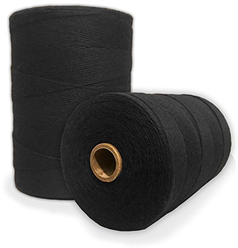 Durable Loom Warp Thread (Black), One Spool, 8/4 Warp Yarn (800 Yards), Perfect for Weaving: Carpet, Tapestry, Rug, Blanket or Pattern - Warping Thread for Any Loom