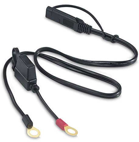 iMESTOU SAE Kabel 2 Pin Quick Disconnect Stecker zu O Ring Terminal Kabelbaum 2 Fuß Verlängerung Ladekabel SAE-Stecker mit Sicherung für 12V/24V Motorrad, ATV, Rasenmäher...