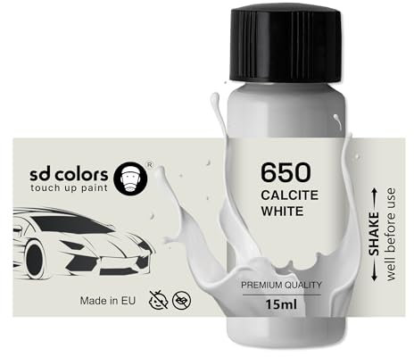 SD COLORS Peinture de retouche blanche Calcite 650-15 ML - Pour réparer les rayures et les éclats - Code couleur 650 - Blanc calcite