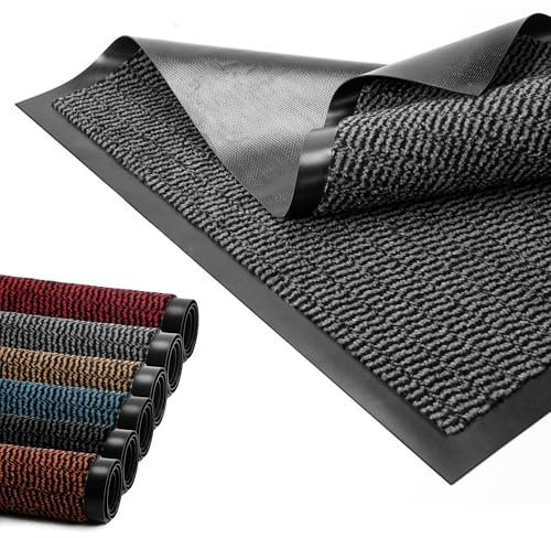BLADO Door Mat Barrier Mat Non Slip Rubber Mats Washable Light Weight Heavy Duty | Floor Mats Kitchen Rugs Dirt Trapper Doormat Entrance Rug Shoes Scraper Super Absorbent Carpet (60cm x 120cm, Grey)
