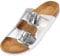 Palado Pantoletten Damen Korfu Metallic - gefertigt in Spanien - edles Metallic-Design - Veloursleder-Decksohle - ergonomisches Weichfußbett - EVA-Sohle Silber UK6 - EU39