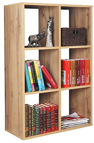 RICOO Regal 97 x 65 x 30cm, Standregal Eiche braun WM078-EW Spannplatte aus Holz, Bücherregal Wandregal klein, Regale & Ablagen, schmales Regal, kleines Regal Büro Bücherregale