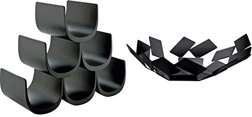 Alessi Noè GIA13 B Portabottiglie di Design in Resina Termoplastica, Nero & La Stanza dello Scirocco Fruttiera, Acciaio Inossidabile, Nero, 24.5x23.2x6.2 cm