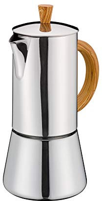 Cilio Espressokocher FIGARO , Edelstahl , Für alle Herdarten geeignet , Ø 9,5 cm , Spülmaschinengeeignet , Mokkakanne , Espressokocher 6 Tassen , Camping Kaffeekocher , Espresso Kanne