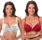 Curve Muse Women's Underwire Plus Size Push Up Add 1 and a Half Cup Lace Bras -2PK-White/Black,Red/White-48C (EU:110C)