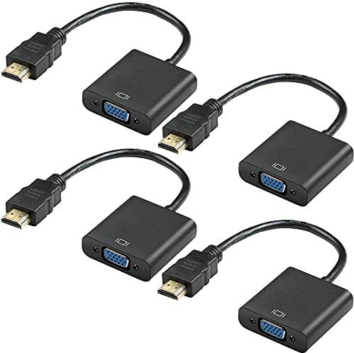 HDMI to VGA, 4-pack Gold-Plated HDMI to VGA Adapter (Male to Female) for Computer, Desktop, Laptop, PC, Monitor, Projector, HDTV, Chromebook, Raspberry Pi, Roku, Xbox and More