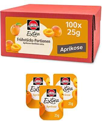 Schwartau Extra Aprikose Portionen, Konfitüre Portionsschalen, Großpackung, 100x25g