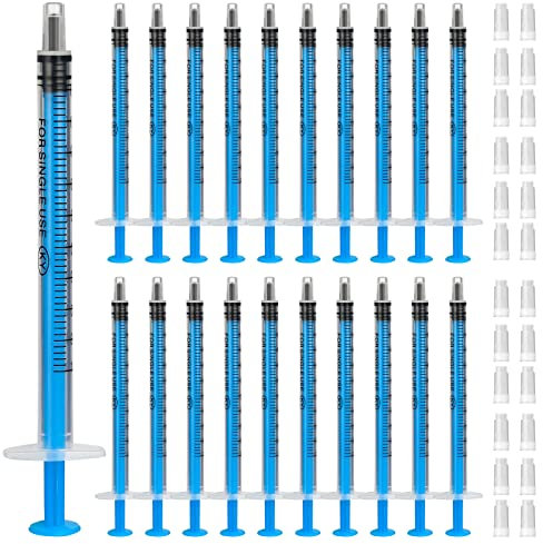 40 Pack 1ml Spritze Kleine Steril, Plastik Spritzen Mit kappe, Dosier Spritze zum Messen und Dosieren von Flüssigkeiten, die Fütterung von Kleintieren, Einzeln Verpackt Einwegspritzen