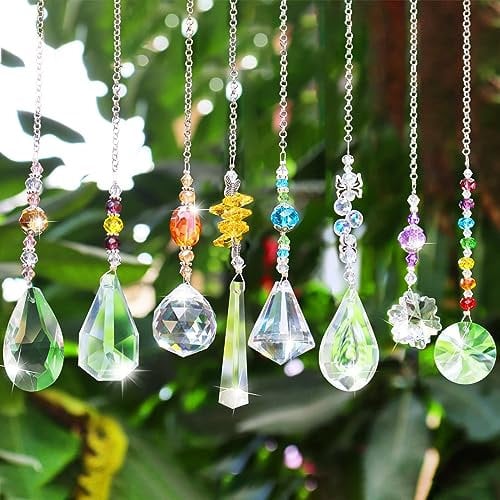 Atrapasoles de Cristal, 8 Piezas Colgante Arcoíris, Prisma Suncatcher Ornamento, Bolas de Decoración para Colgar en Casa, Jardín, Oficina