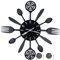 EVTSCAN Black Kitchen Wall Clock - Modern Removable Wall Clock Room Home Decoration Wall Clock with Cutlery Spoon Fork Shaped Decor, for Home Kitchen/Restaurant
