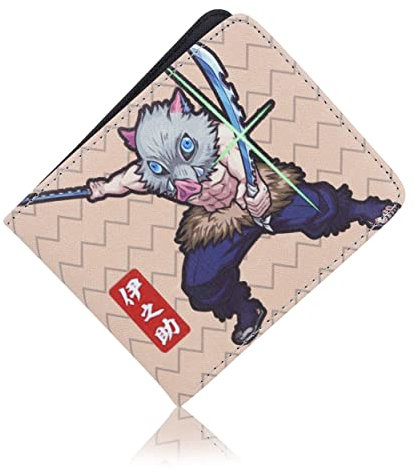 Roffatide Anime Dämonentöter Geldbörsen Hashibira Inosuke Kunstleder Slim Mehrzweck-Geldbörse Herren Damen Bi-Fold Geldbörse