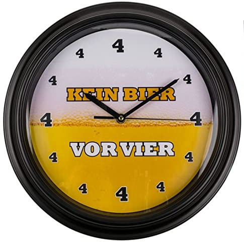 CBK-MS Gag für jeden Partykeller Wanduhr für Männer Kein Bier vor Vier 4 mit Sound Ø 32 cm