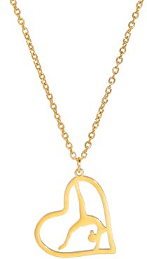 EUEAVAN Mädchen Gymnastik Anhänger Halskette Gymnastik Sport Liebe Herz Charme Anhänger Halskette für Turner Inspirational Fashion Jewelry (Gold)