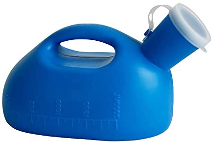 Urinale für Männer 2000 ml, männlicher Urinal-Urin-Sammelbehälter für Erwachsene/großer Kunststoff-Urin-Halter für Inkontinenz, ältere Menschen, Reisen, Fahren, Camping (blau)