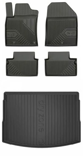 MOTOS Satz Gummifußmatten und Kofferraummatten passend für Hyundai i30 III ab 2017 Hatchback, oberer Laderaumboden Verbessern Sie Ihren Reisekomfort mit Antirutschmatte Auto 3D- Allwetter fußmatten Au