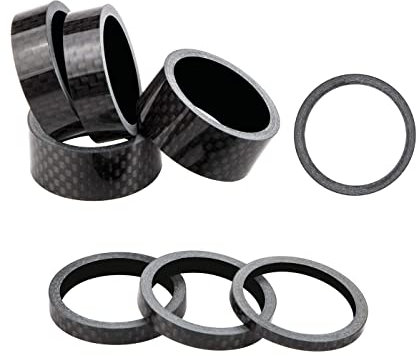 8 Stück Fahrrad Lenker Spacer, Fahrrad Headset Spacer Fahrrad Vorbau Headset Spacer Kit Fahrrad Spacer Bike Distanzscheiben Aluminium für Stamm 1mm 2mm 3mm 5mm 8mm 10mm 15mm,20mmx 2 (Kohlefaser)