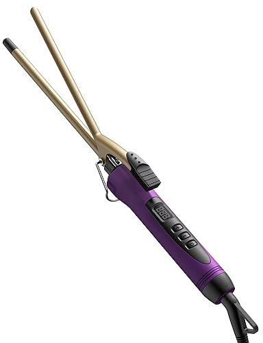 DSHOW Thin Curling Tongs, Professional Curling Tongs for Short Hair,18 Heat Setting 60-230°C for All Hair Types, Curling Iron for Curler Long & Short