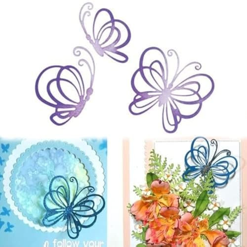 3 Stück/Set Schmetterlinge Metall Stanzformen, Hochzeit Frühling Blume Schmetterling Einladung Karte Stanzformen Schablonen DIY Scrapbooking Dekorative Prägepapier Scrapbooking Kartenherstellung