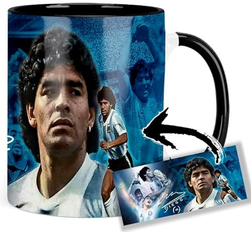 Maradona Tasse Innen & Henkel Schwarz Keramikbecher Mug