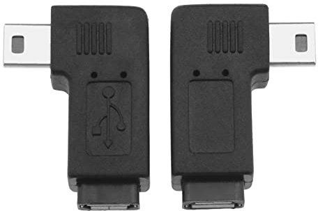 ECSiNG 2PCS Mini USB 5 Pin Male to Micro USB Female Adapter 90 Degree Left Right Angled Charging and Data Transfer Connector Converter Adapter