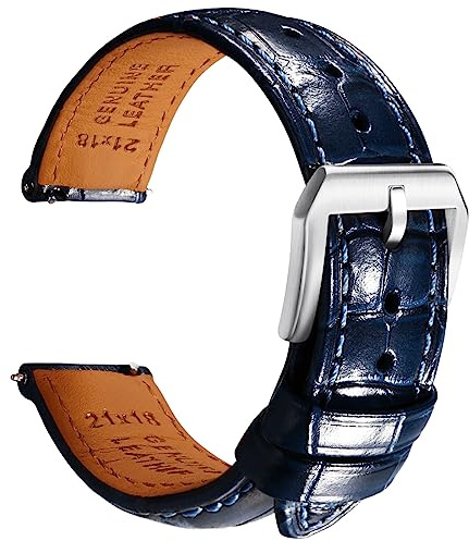 REZERO Leder-Uhrenarmbänder für Herren, Krokodilprägung Uhrenarmbänder mit Schnellverschluss, Ersatz Armband aus Echtem Leder für Uhren 19mm 20mm 21mm 22mm