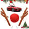 Fosoloni Rentier Auto Deko Weihnachten, Geweih Kostüm für Auto, Weihnachtendeko mit Geweih, Weihnachtsschmuck