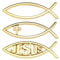 eMagTech 3 Stück 3D Jesus Fisch Aufkleber 3 Stile christliches Kreuz Fisch-Emblem Metalloptik Aufkleber für Autofenster Laptops Gepäck Kühlschrank 140 x 45 x 6 mm, Golden