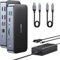 DisplayLink Docking Station pour MacBook Pro/Air, 15 en 1 DisplayLink Station d'accueil Dual Monitor, Dock USB C avec 2*HDMI, 2*DisplayPort, 2.5Gbps Ethernet, USB 3.1/3.0/2.0, SD/Micro SD pour Dell/HP